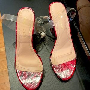 Red snake skin, chase + Chloe 3 1/2 inch heels sexy and comfy.